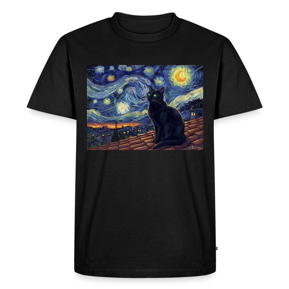 Sternennacht… aber die Katze denkt nach | Männer Premium T-Shirt - Schwarz