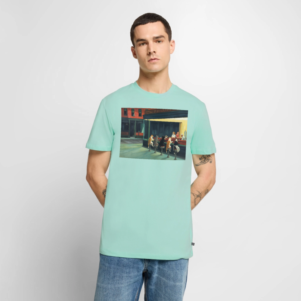 Wenn Hopper Katzen gemalt hätte | Männer Premium T-Shirt - Mint 