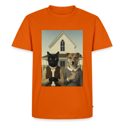 American Gothic… aber mit Katze und Hund | Männer Premium T-Shirt - Orange 
