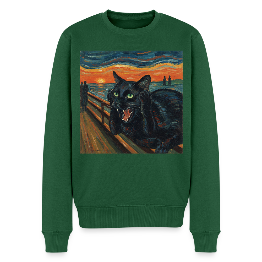 Der Schrei… aber die Katze hat’s zuerst gemerkt |  Männer Premium Pullover - Flaschengrün
