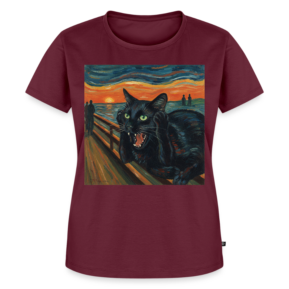Der Schrei… aber die Katze hat’s zuerst gemerkt | Frauen Premium T-Shirt - Burgunderrot