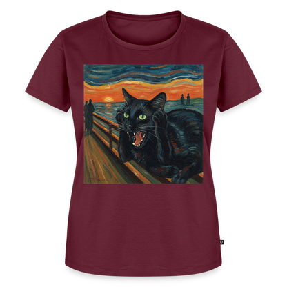 Der Schrei… aber die Katze hat’s zuerst gemerkt | Frauen Premium T-Shirt - Burgunderrot