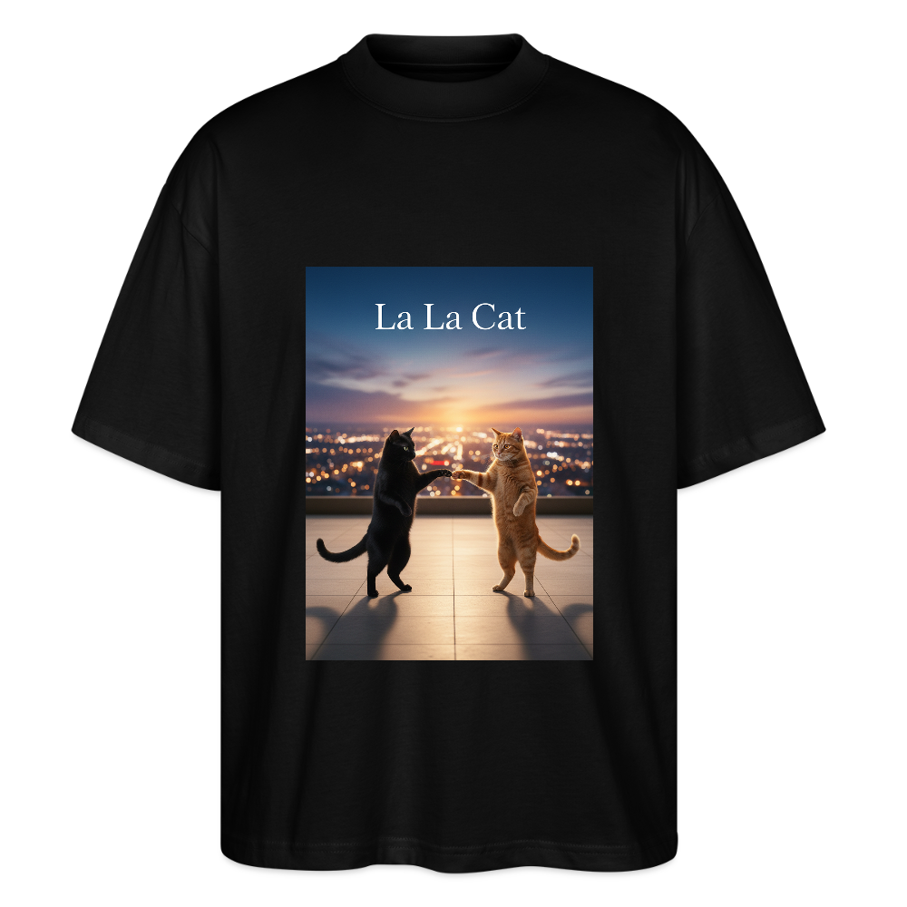 La La Cat – Tanz über den Dächern | Stanley/Stella Oversized Unisex Bio T-Shirt Blaster - Schwarz