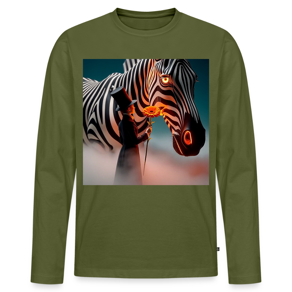 Blumen für ein Zebra | Männer Premium Bio Langarmshirt - Khaki