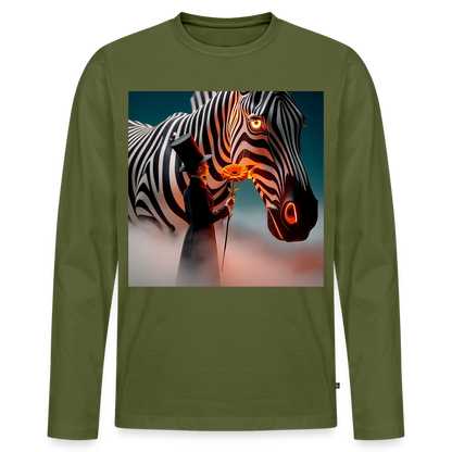Blumen für ein Zebra | Männer Premium Bio Langarmshirt - Khaki