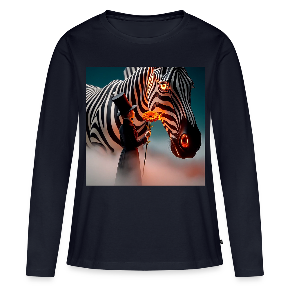 Blumen für ein Zebra | Frauen Premium Bio Langarmshirt - Navy