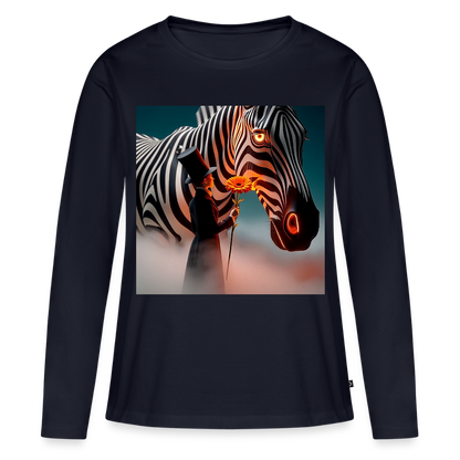 Blumen für ein Zebra | Frauen Premium Bio Langarmshirt - Navy