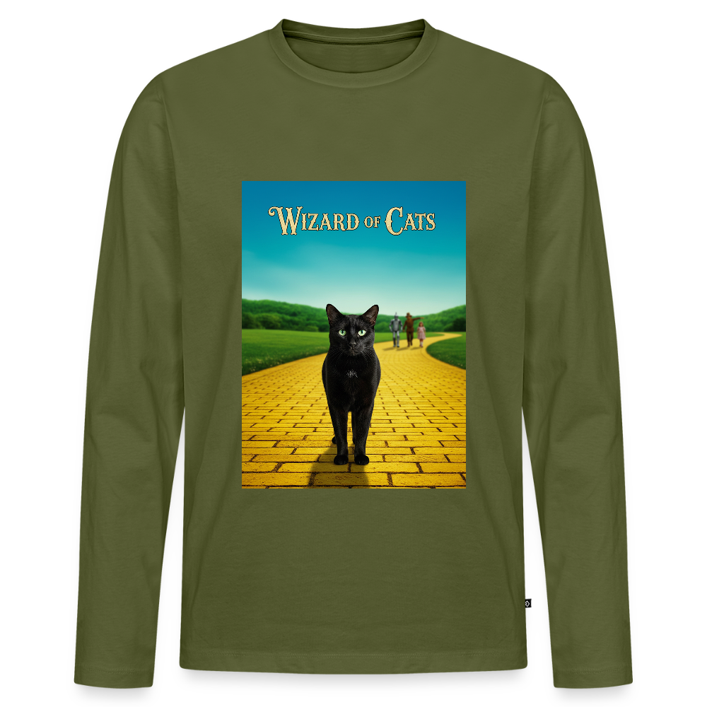 Wizard of Cats – Der gelbe Weg gehört Krümel | Männer Premium Bio Langarmshirt - Khaki