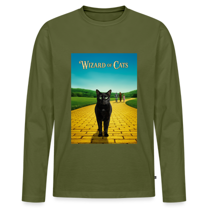 Wizard of Cats – Der gelbe Weg gehört Krümel | Männer Premium Bio Langarmshirt - Khaki
