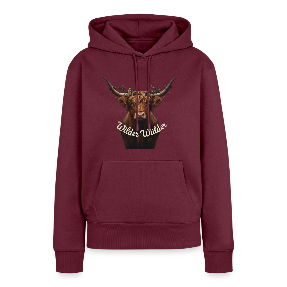 Wilder Wälder – Schwarzwald Highland Rind | Frauen Premium Hoodie - Burgunderrot