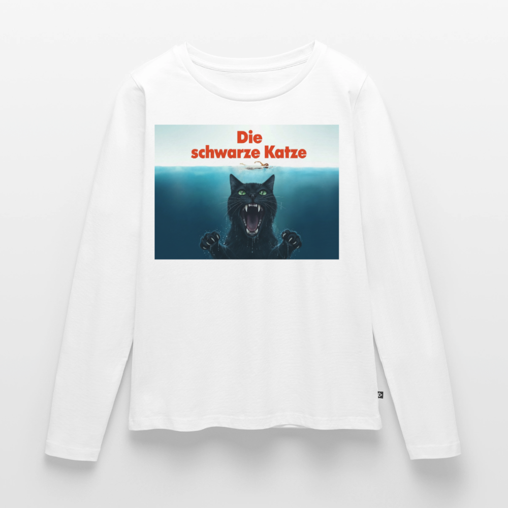 Die schwarze Katze – Krümel taucht auf | Frauen Premium Bio Langarmshirt - Weiß
