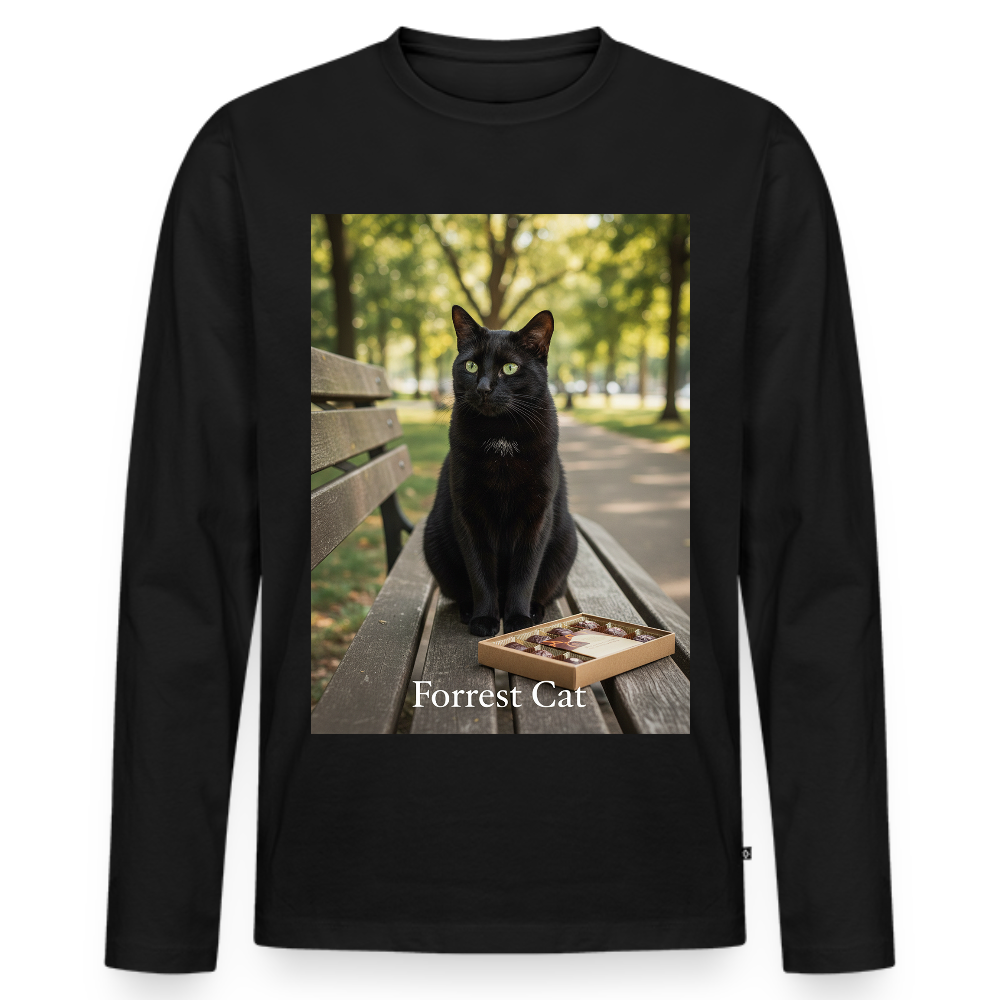Forrest Cat – Krümel wartet | Männer Premium Bio Langarmshirt - Schwarz