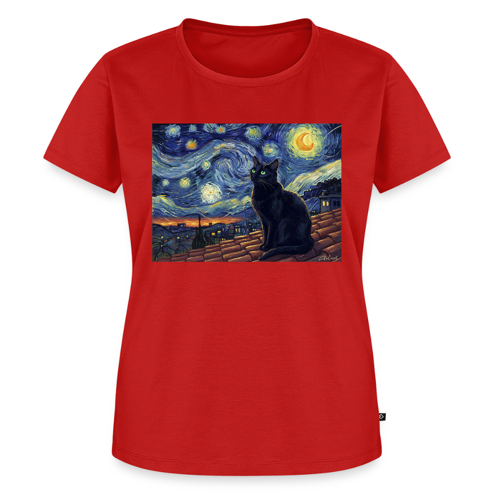 Sternennacht… aber die Katze denkt nach | Frauen Premium T-Shirt - Rot