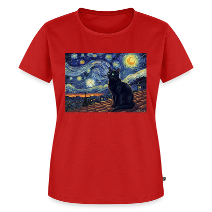 Sternennacht… aber die Katze denkt nach | Frauen Premium T-Shirt - Rot