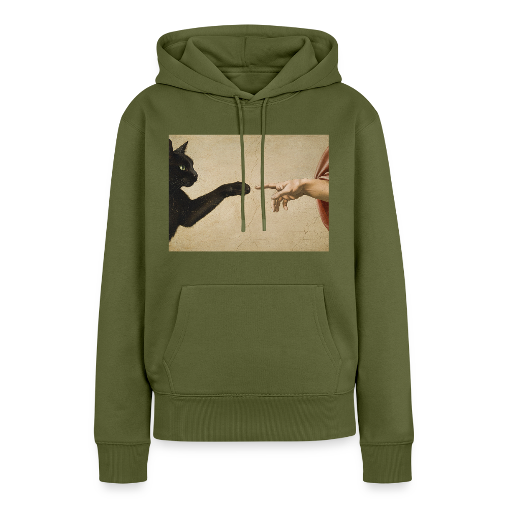 Die Erschaffung Adams… aber die Katze war schneller | Frauen Premium Hoodie - Khaki