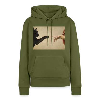 Die Erschaffung Adams… aber die Katze war schneller | Frauen Premium Hoodie - Khaki