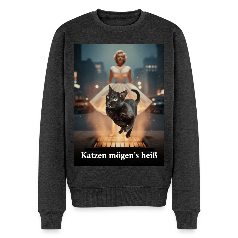 Katzen mögen’s heiß |  Männer Premium Pullover - Anthrazit meliert