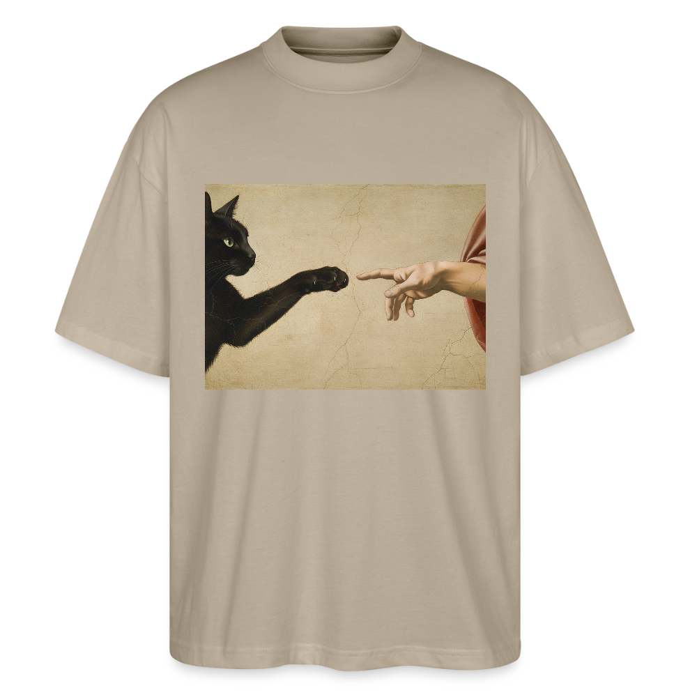 Die Erschaffung Adams… aber die Katze war schneller | Stanley/Stella Oversized Unisex Bio T-Shirt Blaster - Steingrau