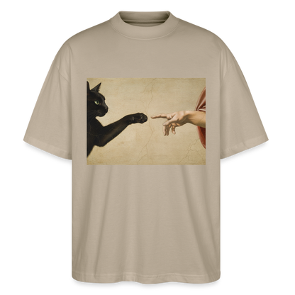 Die Erschaffung Adams… aber die Katze war schneller | Stanley/Stella Oversized Unisex Bio T-Shirt Blaster - Steingrau