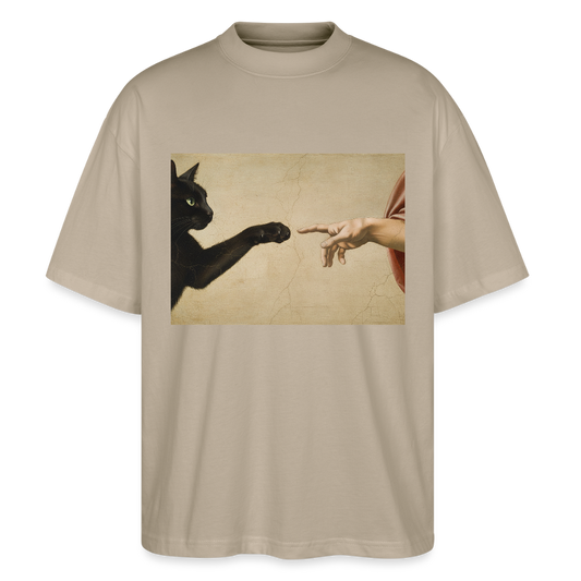 Die Erschaffung Adams… aber die Katze war schneller | Stanley/Stella Oversized Unisex Bio T-Shirt Blaster - Steingrau