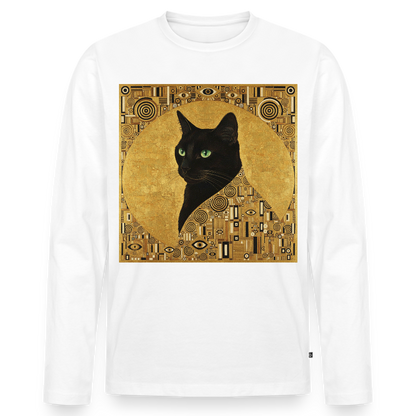 Adele… aber sie schnurrt – Goldene Katze à la Klimt | Männer Premium Bio Langarmshirt - Weiß