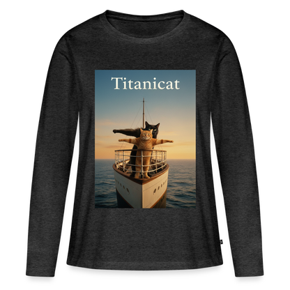 Titanicat – Ich bin der König der Kratzbäume | Frauen Premium Bio Langarmshirt - Anthrazit meliert