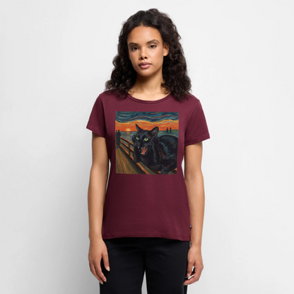 Der Schrei… aber die Katze hat’s zuerst gemerkt | Frauen Premium T-Shirt - Burgunderrot