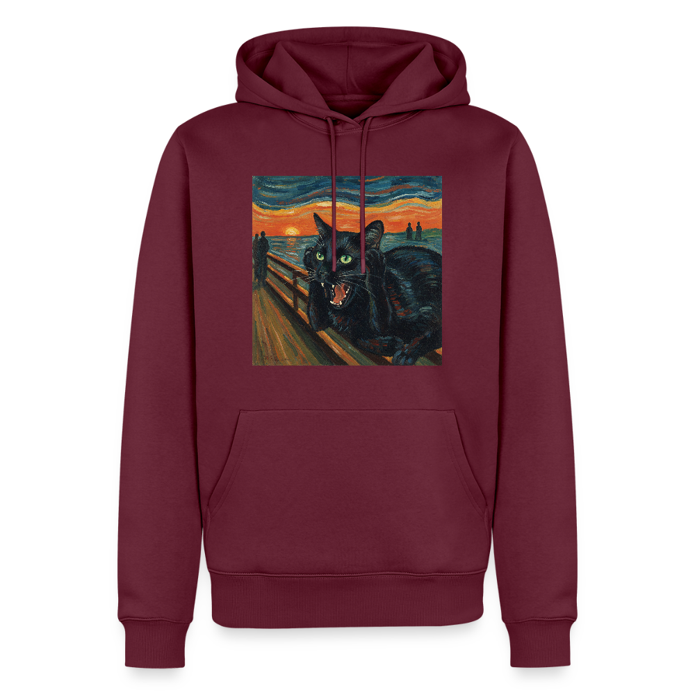 Der Schrei… aber die Katze hat’s zuerst gemerkt | Männer Premium Hoodie - Burgunderrot