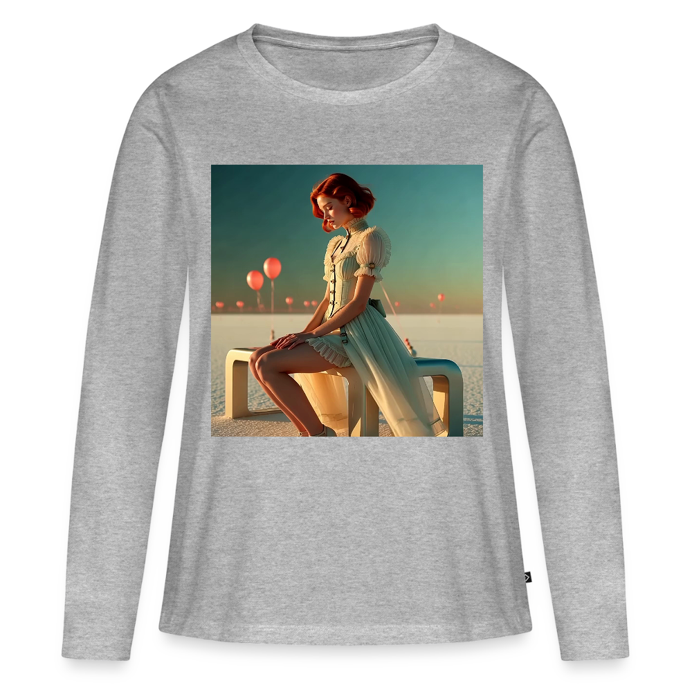 Leise Gedanken bei lauter Farben | Frauen Premium Bio Langarmshirt - Grau meliert