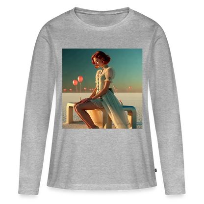 Leise Gedanken bei lauter Farben | Frauen Premium Bio Langarmshirt - Grau meliert