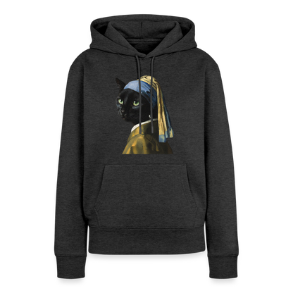 Das Mädchen mit dem Perlenohrring… aber es ist eine Katze | Frauen Premium Hoodie - Anthrazit meliert