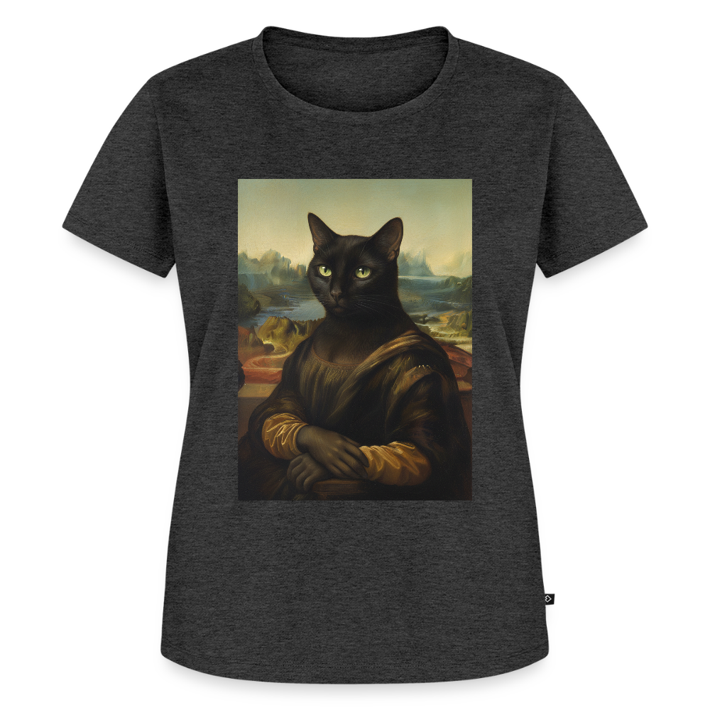 Mona Lisa… aber es ist eine Katze | Frauen Premium T-Shirt - Anthrazit meliert