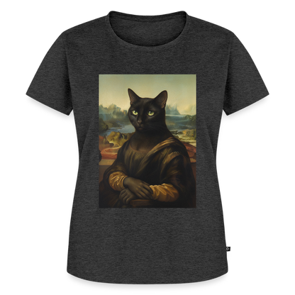 Mona Lisa… aber es ist eine Katze | Frauen Premium T-Shirt - Anthrazit meliert