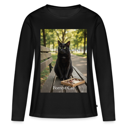 Forrest Cat – Krümel wartet | Frauen Premium Bio Langarmshirt - Schwarz