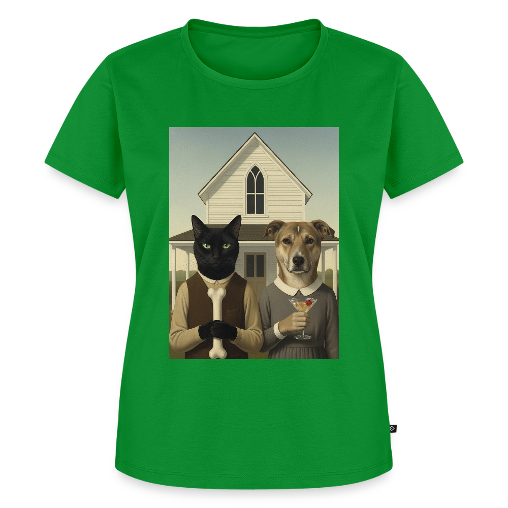 American Gothic… aber mit Katze und Hund | Frauen Premium T-Shirt - Grün