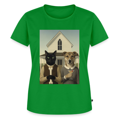 American Gothic… aber mit Katze und Hund | Frauen Premium T-Shirt - Grün
