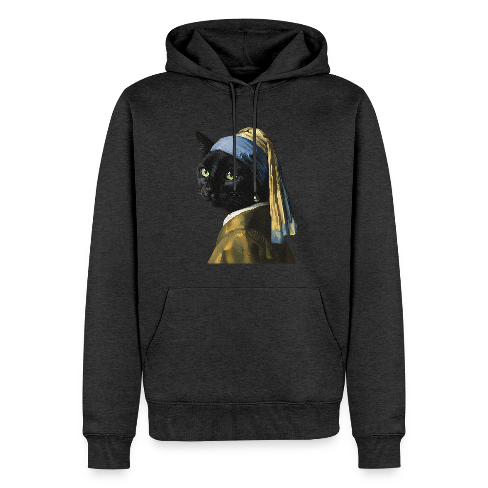 Das Mädchen mit dem Perlenohrring… aber es ist eine Katze | Männer Premium Hoodie - Anthrazit meliert