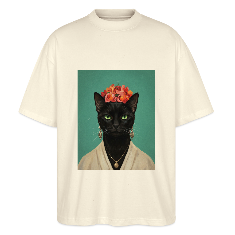 Frida Katze – Künstlerisches Katzenporträt | Stanley/Stella Oversized Unisex Bio T-Shirt Blaster - Natur