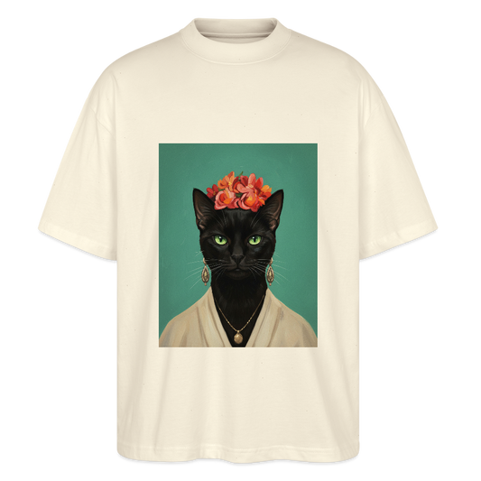 Frida Katze – Künstlerisches Katzenporträt | Stanley/Stella Oversized Unisex Bio T-Shirt Blaster - Natur