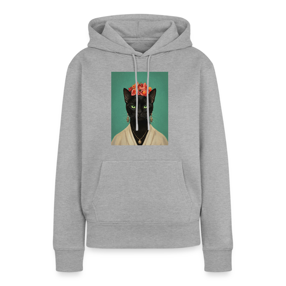 Frida Katze – Künstlerisches Katzenporträt |  Frauen Premium Hoodie - Grau meliert
