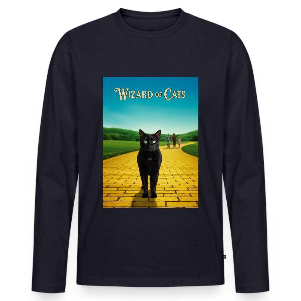 Wizard of Cats – Der gelbe Weg gehört Krümel | Männer Premium Bio Langarmshirt - Navy