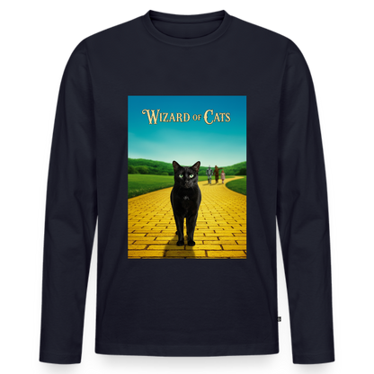 Wizard of Cats – Der gelbe Weg gehört Krümel | Männer Premium Bio Langarmshirt - Navy