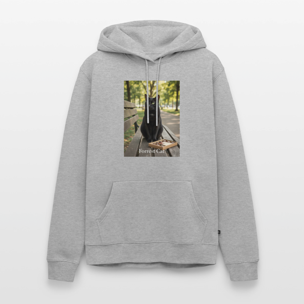 Forrest Cat – Krümel wartet | Männer Premium Hoodie - Grau meliert