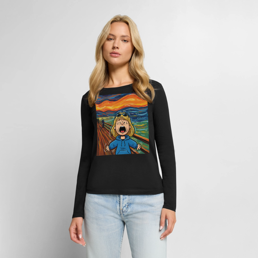 Der Schrei… manchmal bist du es selbst | Frauen Premium Bio Langarmshirt - Schwarz