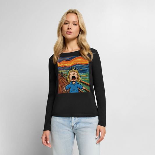 Der Schrei… manchmal bist du es selbst | Frauen Premium Bio Langarmshirt - Schwarz