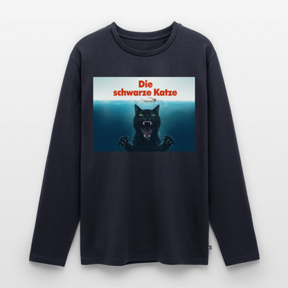 Die schwarze Katze – Krümel taucht auf | Männer Premium Bio Langarmshirt - Navy