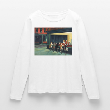 Wenn Hopper Katzen gemalt hätte | Frauen Premium Bio Langarmshirt - Weiß