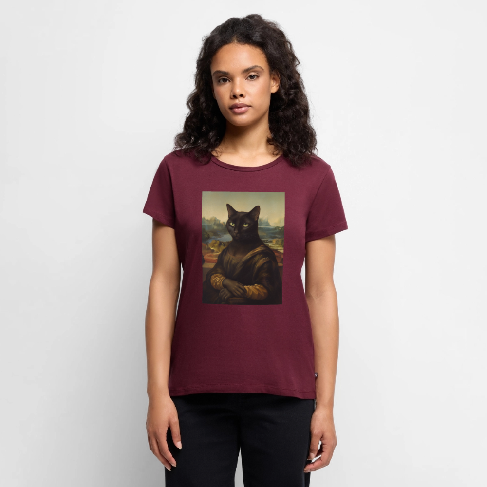 Mona Lisa… aber es ist eine Katze | Frauen Premium T-Shirt - Burgunderrot