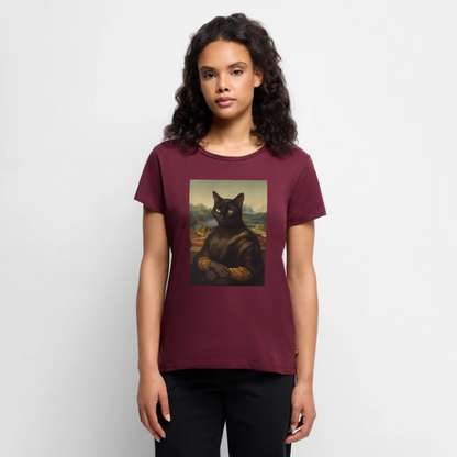 Mona Lisa… aber es ist eine Katze | Frauen Premium T-Shirt - Burgunderrot