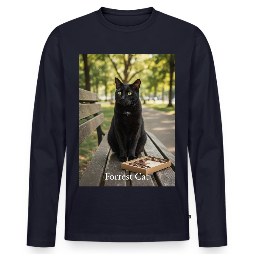 Forrest Cat – Krümel wartet | Männer Premium Bio Langarmshirt - Navy